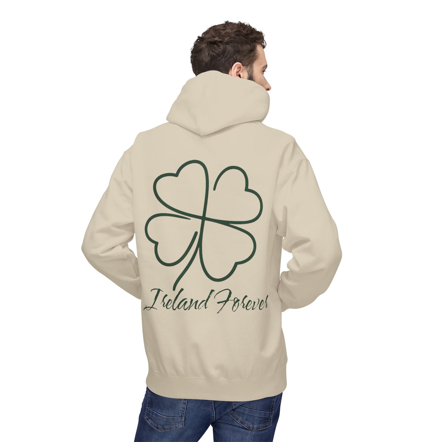 Ireland Forever Hoodie with Shamrock Design, Cozy Fleece Sweatshirt