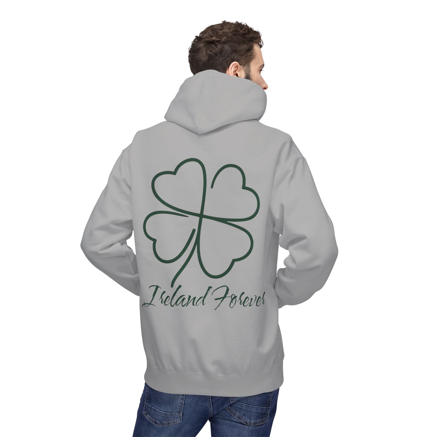 Ireland Forever Hoodie with Shamrock Design, Cozy Fleece Sweatshirt