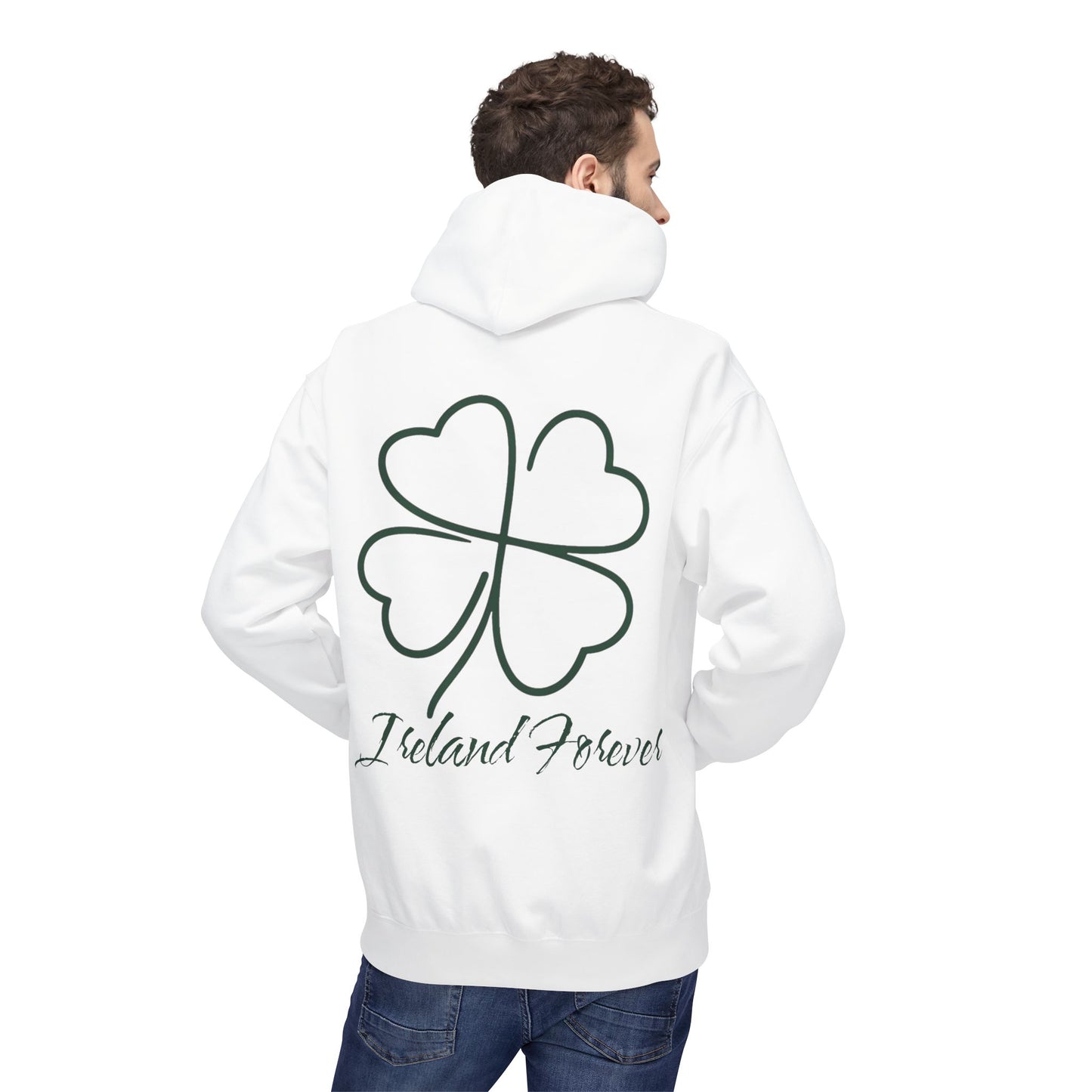 Ireland Forever Hoodie with Shamrock Design, Cozy Fleece Sweatshirt