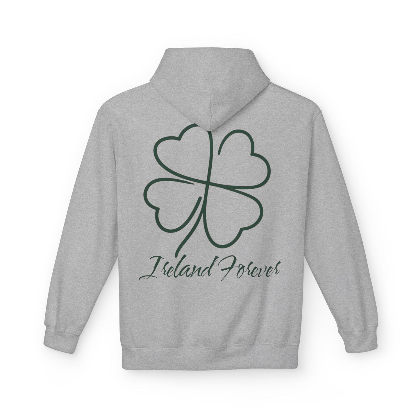 Ireland Forever Hoodie with Shamrock Design, Cozy Fleece Sweatshirt