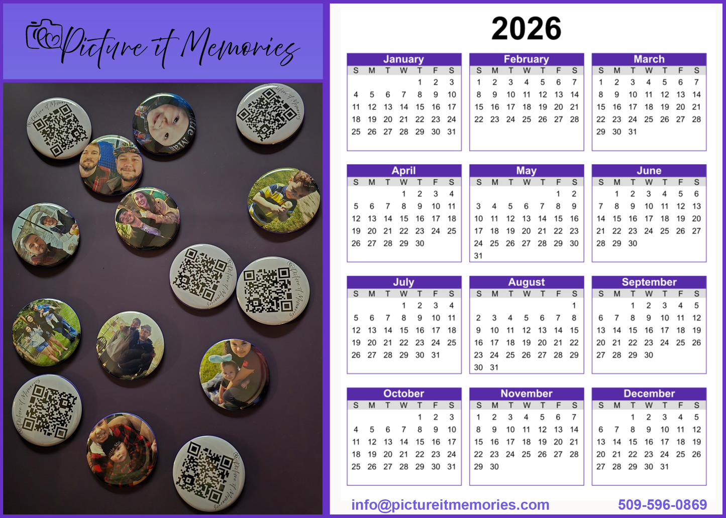 Custom Business Calendar Magnets Sets of 25