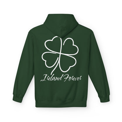 Ireland Forever Hoodie with Shamrock Design, Cozy Fleece Sweatshirt