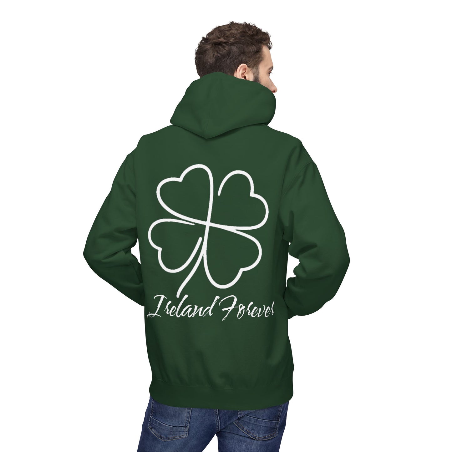 Ireland Forever Hoodie with Shamrock Design, Cozy Fleece Sweatshirt