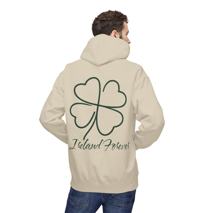 Ireland Forever Hoodie with Shamrock Design, Cozy Fleece Sweatshirt