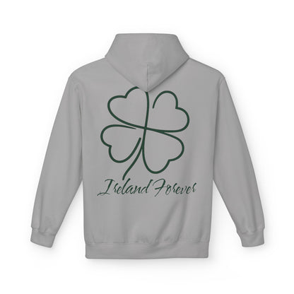 Ireland Forever Hoodie with Shamrock Design, Cozy Fleece Sweatshirt